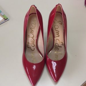 Red 4 inch heel Sam Edelman pumps